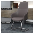 LeisureMod Celeste Faux Leather Conference Office Chair with Armrest Gray