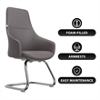 LeisureMod Celeste Faux Leather Conference Office Chair with Armrest Gray