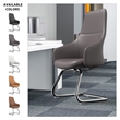 LeisureMod Celeste Faux Leather Conference Office Chair with Armrest Gray