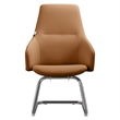LeisureMod Celeste Faux Leather Conference Office Chair with Armrest Acorn Brown