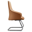 LeisureMod Celeste Faux Leather Conference Office Chair with Armrest Acorn Brown