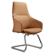 LeisureMod Celeste Faux Leather Conference Office Chair with Armrest Acorn Brown