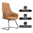 LeisureMod Celeste Faux Leather Conference Office Chair with Armrest Acorn Brown