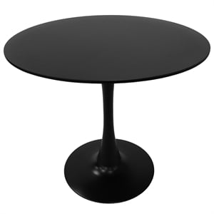 LeisureMod Bristol Dining Table with a 31&quot Wood Top and Iron Base Black