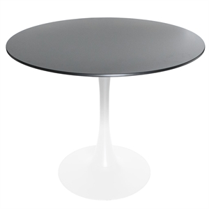 LeisureMod Bristol Dining Table with a 31&quot Wood Top and Iron Base White Black
