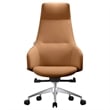 LeisureMod Celeste High-Back Faux Leather Office Chair in Acorn Brown
