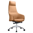 LeisureMod Celeste High-Back Faux Leather Office Chair in Acorn Brown