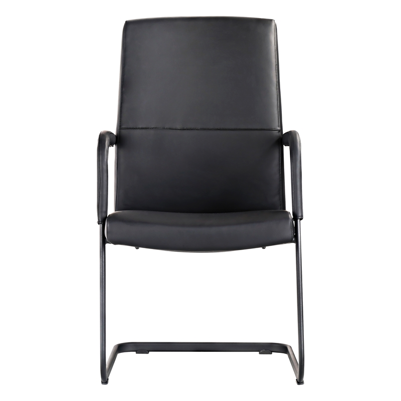 LeisureMod Evander Faux Leather Office Chair with Aluminum Frame Black