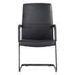 LeisureMod Evander Faux Leather Office Chair with Aluminum Frame Black