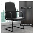LeisureMod Evander Faux Leather Office Chair with Aluminum Frame Black