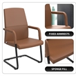 LeisureMod Evander Faux Leather Office Chair with Aluminum Frame Dark Brown