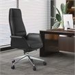 LeisureMod Summit Faux Leather High-Back Office Chair with Swivel Black