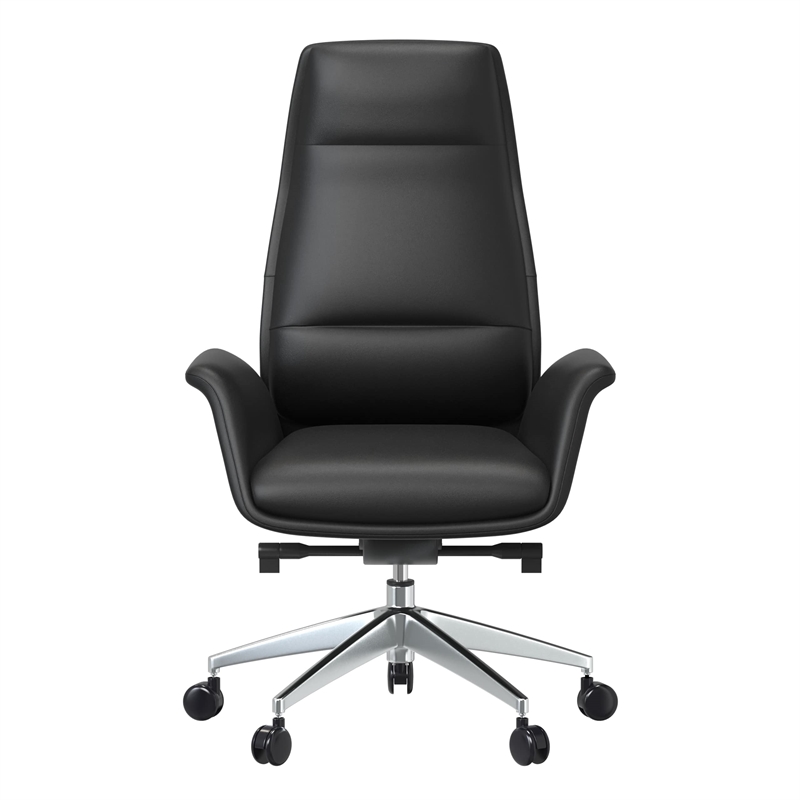LeisureMod Summit Faux Leather High-Back Office Chair with Swivel Black