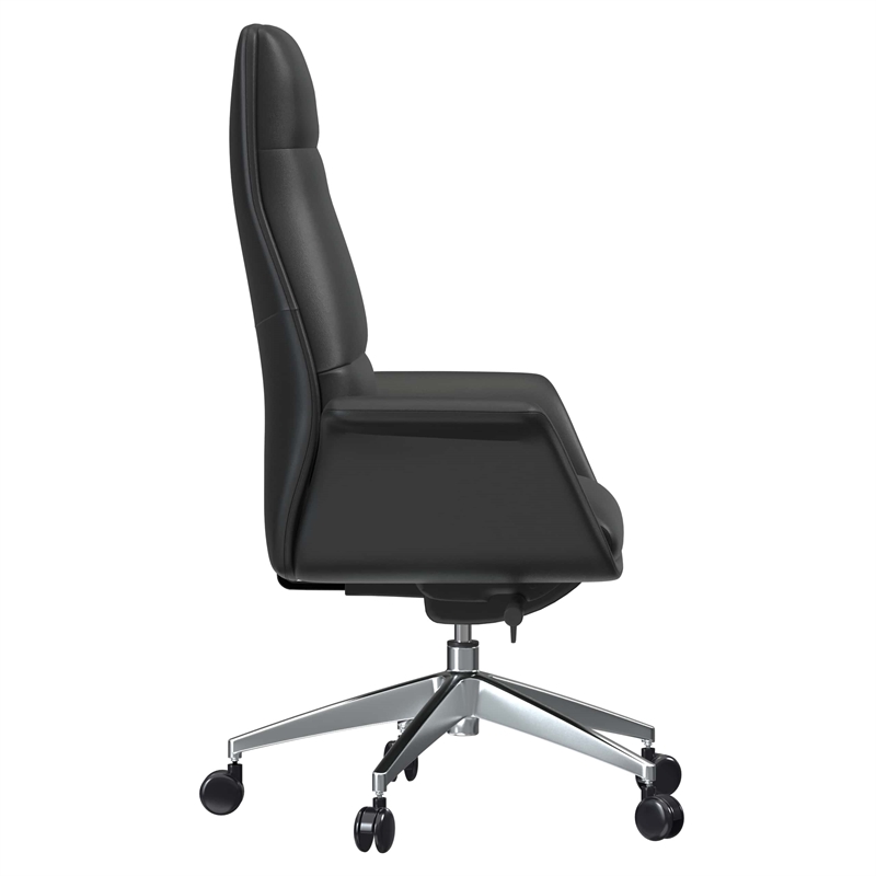 LeisureMod Summit Faux Leather High-Back Office Chair with Swivel Black