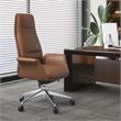 LeisureMod Summit Faux Leather High-Back Swivel Office Chair in Dark Brown