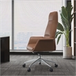 LeisureMod Summit Faux Leather High-Back Swivel Office Chair in Dark Brown
