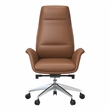LeisureMod Summit Faux Leather High-Back Swivel Office Chair in Dark Brown
