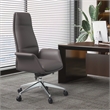 LeisureMod Summit Faux Leather High-Back Office Chair with Swivel Gray