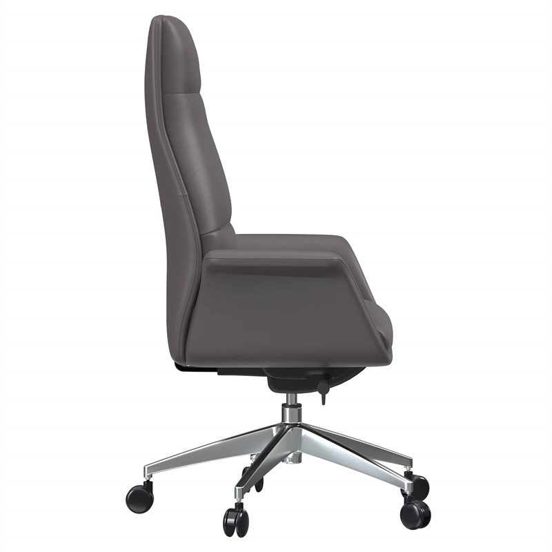 LeisureMod Summit Faux Leather High-Back Office Chair with Swivel Gray