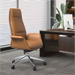 LeisureMod Summit Faux Leather High-Back Office Chair with Swivel Acorn Brown