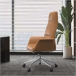 LeisureMod Summit Faux Leather High-Back Office Chair with Swivel Acorn Brown