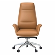 LeisureMod Summit Faux Leather High-Back Office Chair with Swivel Acorn Brown