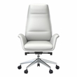 LeisureMod Summit Faux Leather High-Back Office Chair with Swivel White