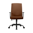 LeisureMod Evander Faux Leather Office Chair with Adjustable Height Dark Brown