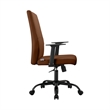 LeisureMod Evander Faux Leather Office Chair with Adjustable Height Dark Brown