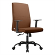 LeisureMod Evander Faux Leather Office Chair with Adjustable Height Dark Brown