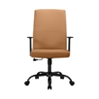 LeisureMod Evander Faux Leather Office Chair with Adjustable Height Acorn Brown