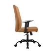 LeisureMod Evander Faux Leather Office Chair with Adjustable Height Acorn Brown
