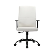 LeisureMod Evander Faux Leather Office Chair with Adjustable Height White