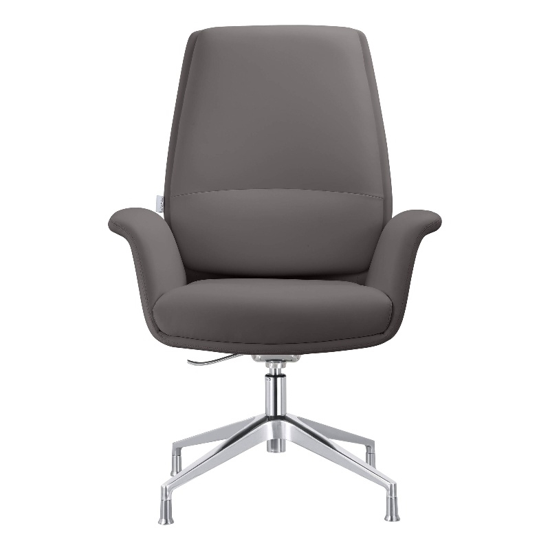 LeisureMod Summit Faux Leather Office Chair with Adjustable Height Gray