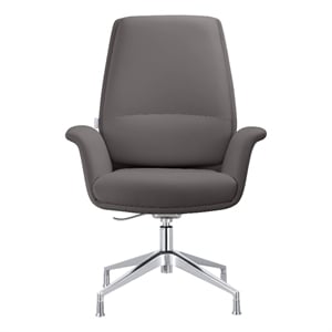 LeisureMod Summit Faux Leather Office Chair with Adjustable Height Gray