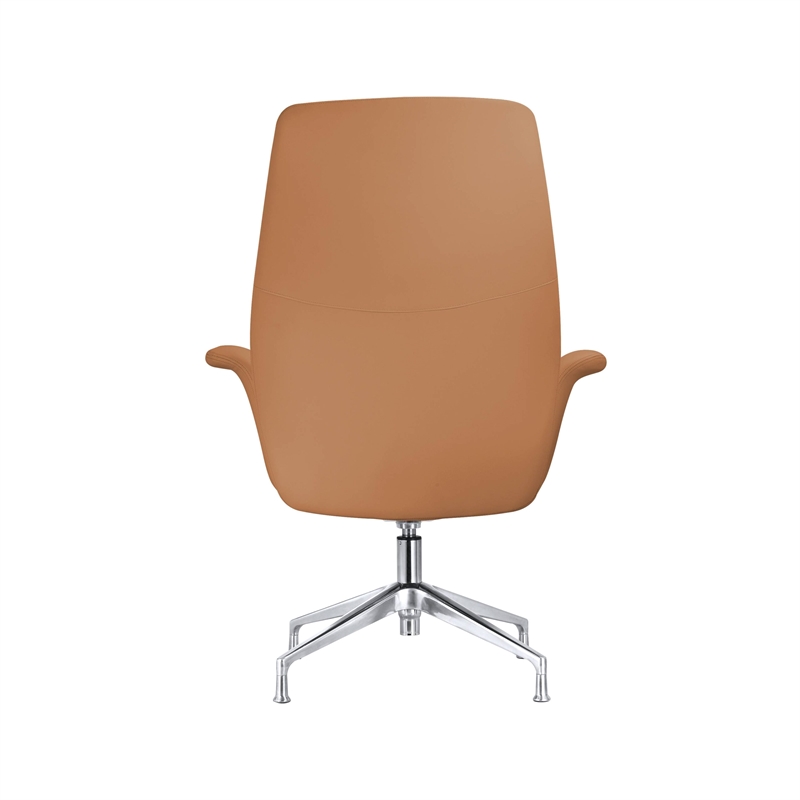 LeisureMod Summit Faux Leather Office Chair with Adjustable Height Acorn Brown