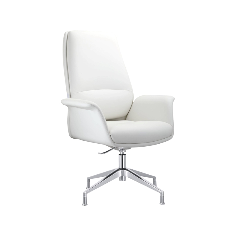 LeisureMod Summit Faux Leather Office Chair with Adjustable Height White