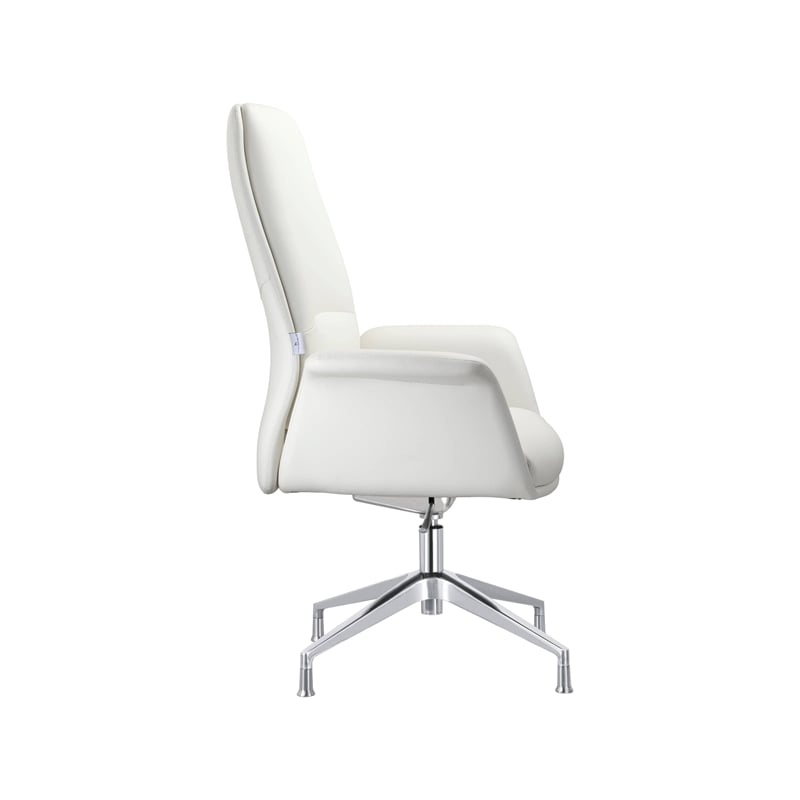 LeisureMod Summit Faux Leather Office Chair with Adjustable Height White