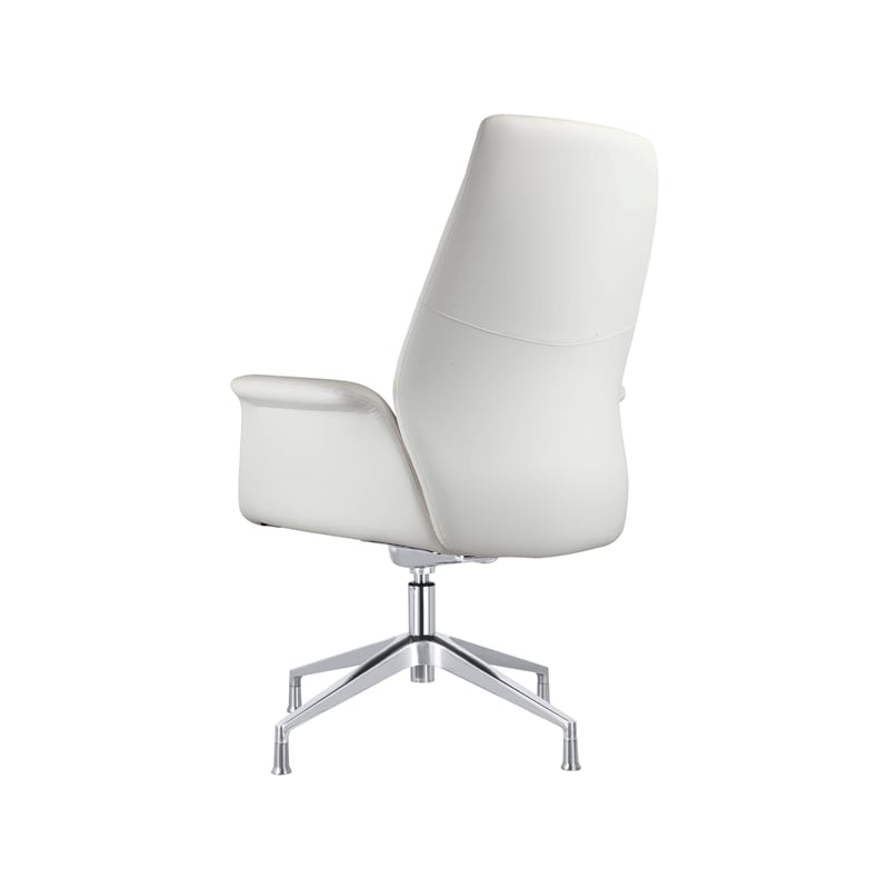 LeisureMod Summit Faux Leather Office Chair with Adjustable Height White