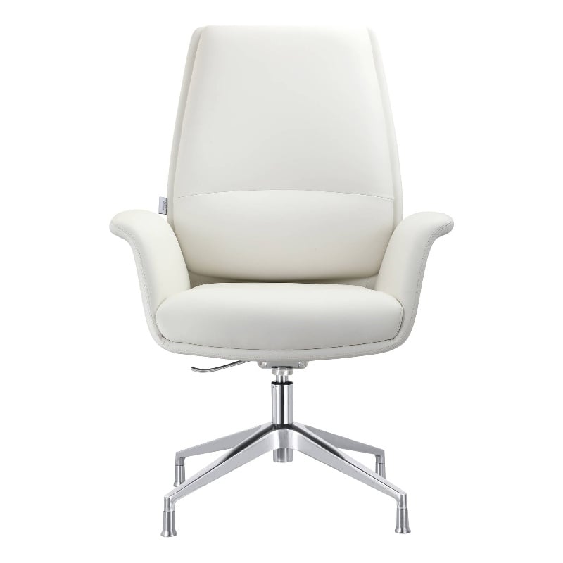 LeisureMod Summit Faux Leather Office Chair with Adjustable Height White