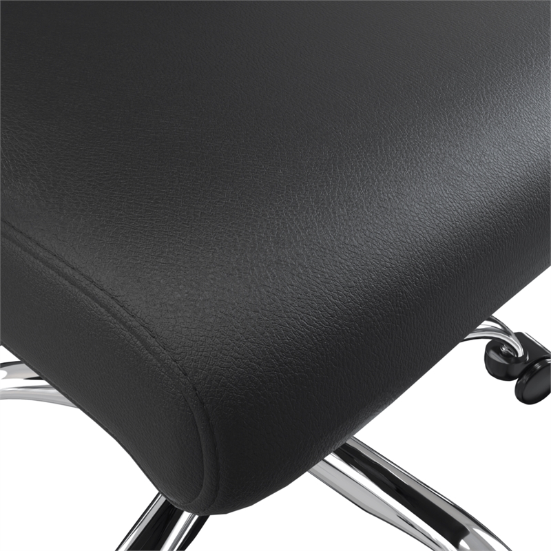 LeisureMod Evander Office Chair in Faux Leather with Silver Frame Black