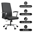 LeisureMod Evander Office Chair in Faux Leather with Silver Frame Black
