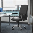 LeisureMod Evander Office Chair in Faux Leather with Silver Frame Black