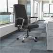LeisureMod Evander Office Chair in Faux Leather with Silver Frame Black