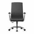 LeisureMod Evander Office Chair in Faux Leather with Silver Frame Black
