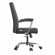 LeisureMod Evander Office Chair in Faux Leather with Silver Frame Black