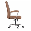 LeisureMod Evander Office Chair in Faux Leather with Silver Frame Dark Brown