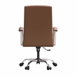 LeisureMod Evander Office Chair in Faux Leather with Silver Frame Dark Brown