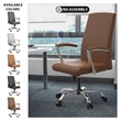 LeisureMod Evander Office Chair in Faux Leather with Silver Frame Dark Brown