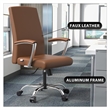 LeisureMod Evander Office Chair in Faux Leather with Silver Frame Dark Brown